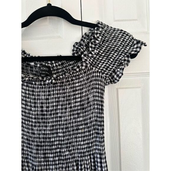 Bardot Cindy Gingham Black & White Off Shoulder Smocked MIDI dress - Picture 9 of 10